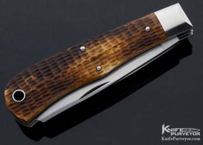 Tony Bose Custom Knife "KaBar Jigged Bone" Dogs Head Trapper Slipjoint #3 - Image 2