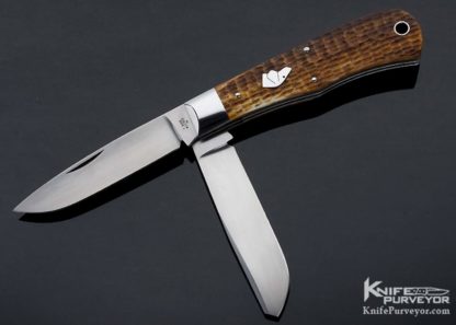 Tony Bose Custom Knife "KaBar Jigged Bone" Dogs Head Trapper Slipjoint #3 - Image 4