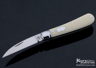 Tony Bose Custom Knife Goat Horn Slip Joint Gent's Knife With Shield Escutcheon Open