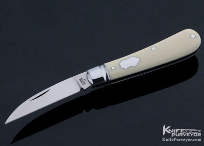 Tony Bose Custom Knife Goat Horn Slip Joint Gent's Knife With Shield Escutcheon Open