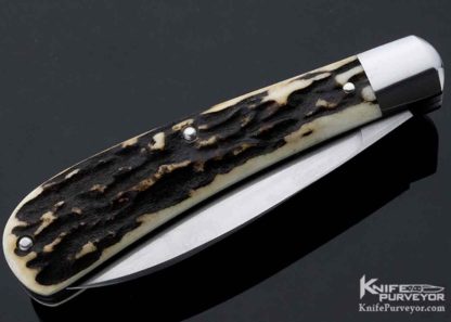 Tony Bose Custom Knife Stag 2 Blade "Wharncliffe Trapper" Slipjoint - Image 3