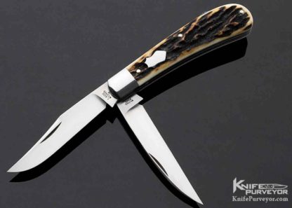 Tony Bose Custom Knife Stag 2 Blade "Wharncliffe Trapper" Slipjoint - Image 5