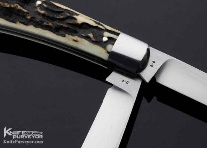 Tony Bose Custom Knife Stag 2 Blade "Wharncliffe Trapper" Slipjoint - Image 6