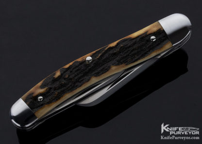 Tony Bose Custom Knife Stag 3 Blade Jr. Stockman Slip Joint #4 - Image 2