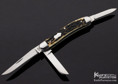 Tony Bose Custom Knife Stag 3 Blade Jr. Stockman Slip Joint #4 - Image 6