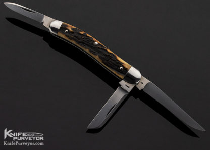Tony Bose Custom Knife Stag 3 Blade Jr. Stockman Slip Joint #4 - Image 7