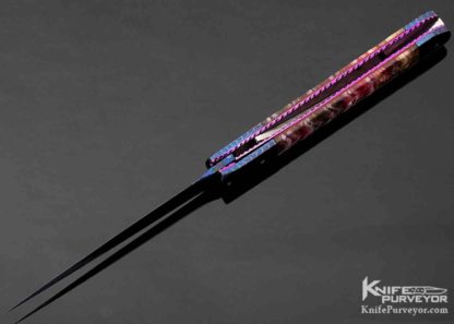 Rainy Vallotton Custom Knife Blued Damascus Ice Pick Mammoth Molar Automatic Linerlock - Image 9