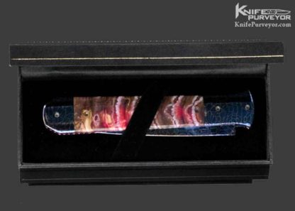 Rainy Vallotton Custom Knife Blued Damascus Ice Pick Mammoth Molar Automatic Linerlock - Image 2