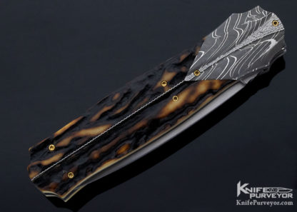 WD Pease Custom Knife Stag and Damascus Aspen Side Lock
