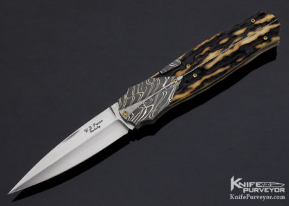 WD Pease Custom Knife Stag and Damascus Aspen Side Lock - Image 8
