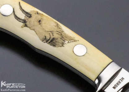 George Herron Custom Knife A. Ford Scrimshawed 1977 #1361 - Image 3