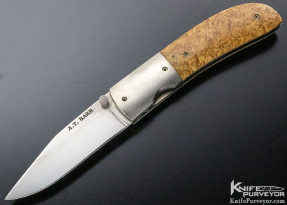 A.T. Barr Custom Knife Burlwood Linerlock - Image 5