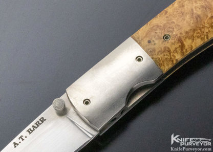 A.T. Barr Custom Knife Burlwood Linerlock - Image 6
