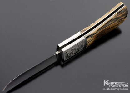 AA Sanders Custom Knife Double Action Automatic Engraved Trapdoor Midlock - Image 6