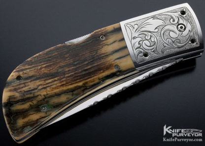 AA Sanders Custom Knife Double Action Automatic Engraved Trapdoor Midlock - Image 5