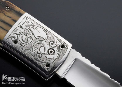 AA Sanders Custom Knife Double Action Automatic Engraved Trapdoor Midlock - Image 4
