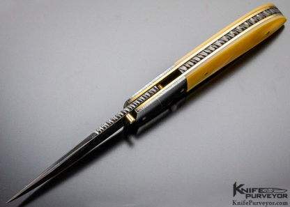 Chris Smith Custom Knife Damascus & South Sea Gold Lip Pearl Linerlock - Image 5