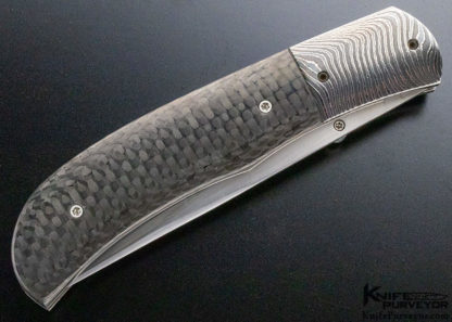 Aaron Frederick Custom Knife Damascus & Carbon Fiber Linerlock - Image 4
