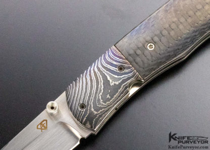 Aaron Frederick Custom Knife Damascus & Carbon Fiber Linerlock - Image 5