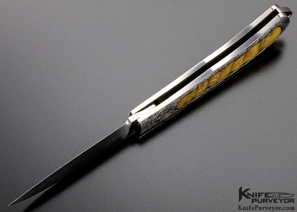 Steve Hoel Custom Knife Aldo Rizzini Engraved Rams Horn Lockback