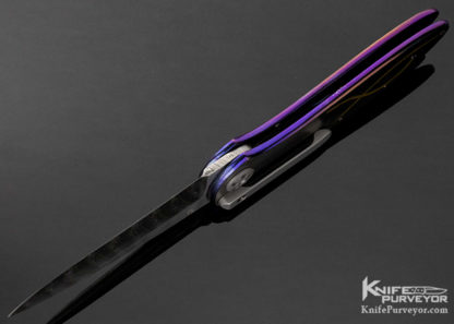 Allen Elishewitz Custom Knife Damasteel & Differentially Anodized Hand Rubbed Satin Finished Titanium California Opening Lever Lock - Image 2