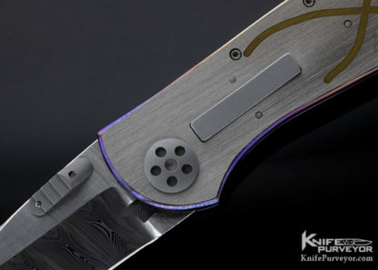 Allen Elishewitz Custom Knife Damasteel & Differentially Anodized Hand Rubbed Satin Finished Titanium California Opening Lever Lock