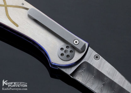 Allen Elishewitz Custom Knife Damasteel & Differentially Anodized Hand Rubbed Satin Finished Titanium California Opening Lever Lock - Image 3