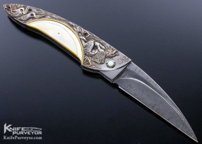 Arpad Bojtos Custom Knife Carved Art Knife "Pan and the Virgin" Linerlock - Image 7