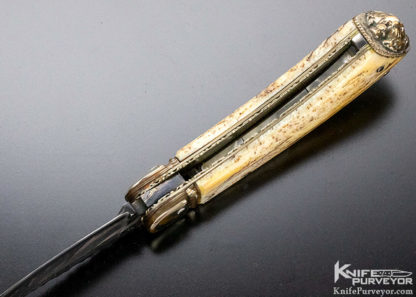 Ashley Forge Hugh Bartrug Custom Knife Lockback with Mokume and Blued Damascus - Image 4