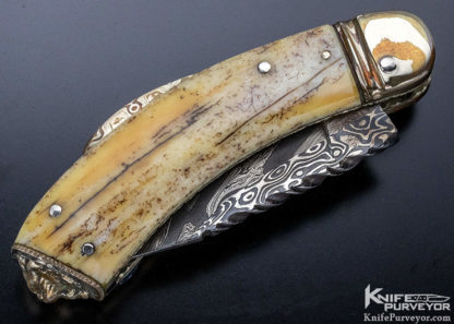 Ashley Forge Hugh Bartrug Custom Knife Lockback with Mokume and Blued Damascus - Image 3