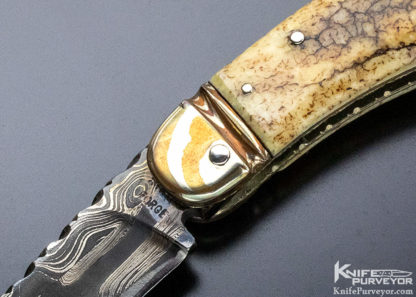 Ashley Forge Hugh Bartrug Custom Knife Lockback with Mokume and Blued Damascus - Image 6