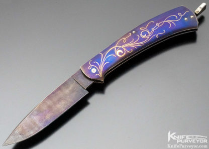 Bailey Bradshaw Custom Knife Sole-Authorship Damascus and 24kt Gold Inlayed Bale Lock 12973