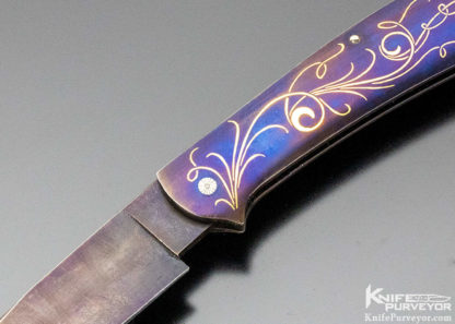 Bailey Bradshaw Custom Knife Sole-Authorship Damascus and 24kt Gold Inlayed Bale Lock - Image 2