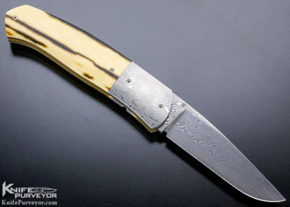 Bill Ankrom Custom Knife Mammoth with Multi-Bar Damascus and Titanium Linerlock - Image 5