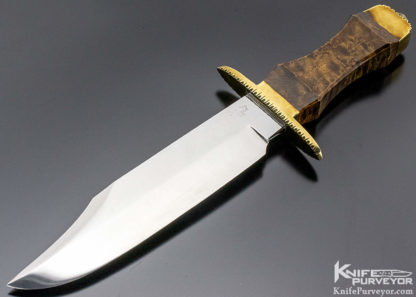 Bill Moran Custom Knife Lime Kiln Bowie Tiger Striped Maple and Brass 9834