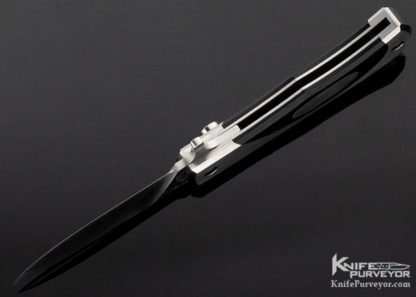 Bob Hayes Custom Knife Ebony African Black Wood Button Lock Flipper - Image 4
