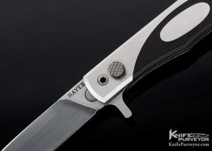 Bob Hayes Custom Knife Ebony African Black Wood Button Lock Flipper - Image 3