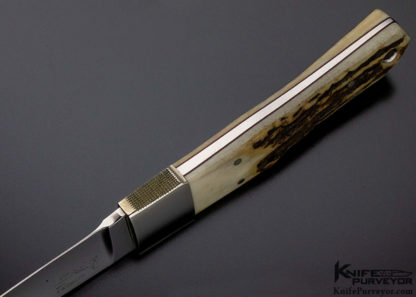 Bob Loveless Custom Knife Double Nude Logo Stag Stiff Horn Knife with Solder Joints 13284