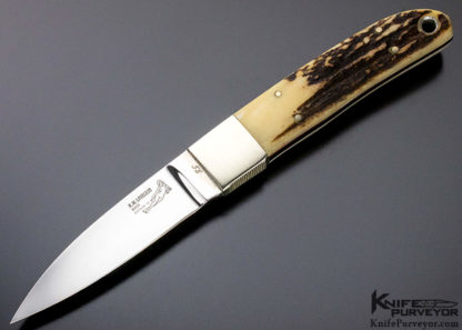 Bob Loveless Custom Knife Double Nude Logo Stag Stiff Horn Knife with Solder Joints 13284