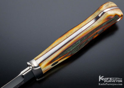 Bob Loveless Custom Knife Amber Stag Double Nude Logo Chute