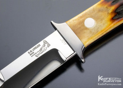 Bob Loveless Custom Knife Amber Stag Double Nude Logo Chute - Image 3