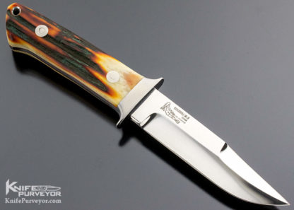 Bob Loveless Custom Knife Amber Stag Double Nude Logo Chute - Image 4