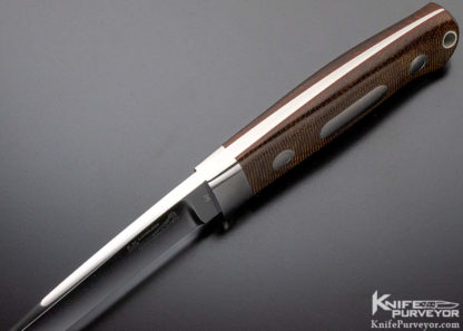 Bob Loveless Custom Knife Double Nude Logo Green Canvas Micarta with Stainless Steel Escutcheon "Field and Stream" Knife - Image 7