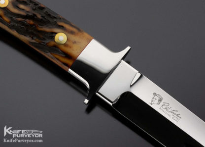 R.W. Loveless Custom Knife Portrait Logo Amber Stag Integral Fighter w/ Signed Sheath - Image 6