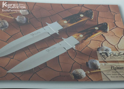 R.W. Loveless Custom Knife Portrait Logo Amber Stag Integral Fighter w/ Signed Sheath - Image 3