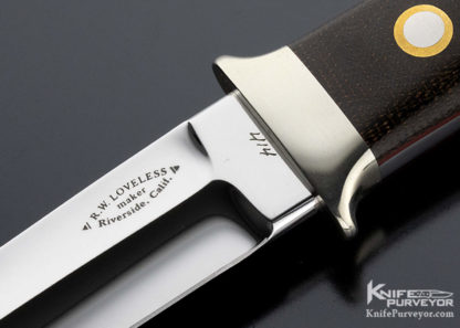 Bob Loveless Custom Knife Green Canvas Micarta Boot Knife Football Logo with Nickle Silver