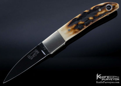 Bob Loveless Custom Knife Amber Stag Single Nude Logo City Knife - Image 3