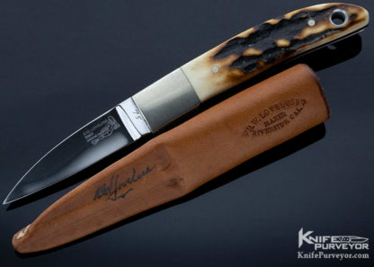 Bob Loveless Custom Knife Amber Stag Single Nude Logo City Knife - Image 5