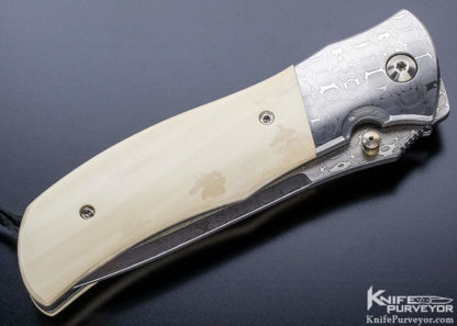 Bob Terzuola Custom Knife Left Handed "Single Issue" Mammoth & Damascus Linerlock - Image 7
