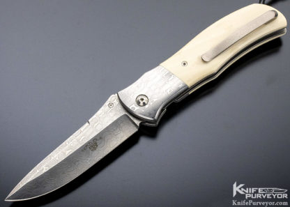 Bob Terzuola Custom Knife Left Handed "Single Issue" Mammoth & Damascus Linerlock - Image 3